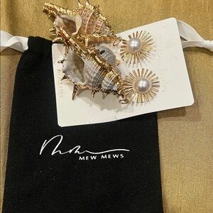 Gold and Cream Shell Earrings